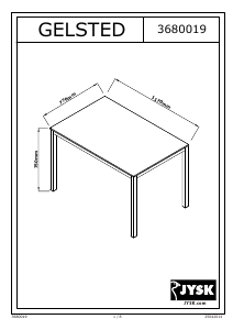 Manuál JYSK Gelsted (77x117x75) Jídelní stůl