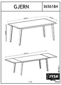 Bruksanvisning JYSK Gjern (90x180/270x75) Matbord