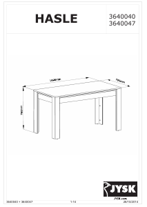 说明书 JYSKHasle (80x160x76)餐桌