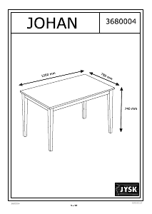 Руководство JYSK Johan (120x74x75) Обеденный стол