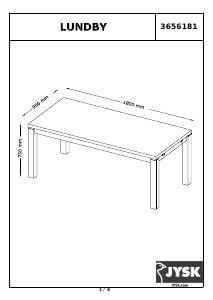 Посібник JYSK Lundby (90x180x75) Обідній стіл