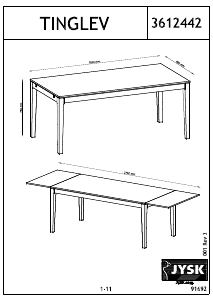 Bruksanvisning JYSK Tinglev (90x180/270x75) Spisebord
