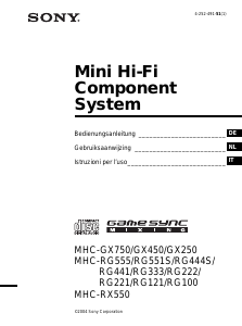 Manuale Sony MHC-GX450 Stereo set