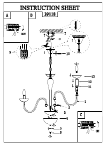 Bruksanvisning Eglo 39118 Lampa