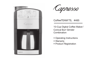 Manual Capresso 465 Coffee Machine