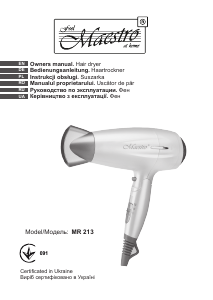 Manual Maestro MR213 Hair Dryer