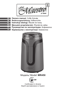 Instrukcja Maestro MR450 Młynek do kawy