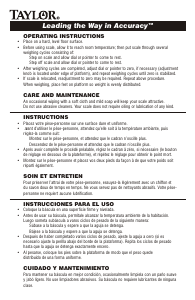 Handleiding Taylor 2004W Weegschaal