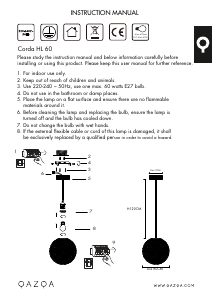 Manuale Qazqa 89780 Corda Lampada