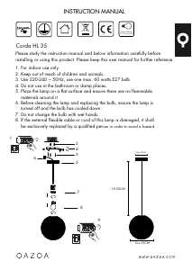 Bruksanvisning Qazqa 90891 Corda Lampa