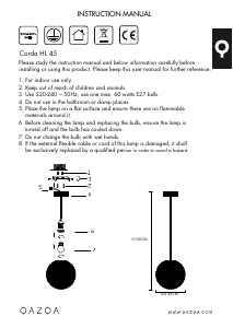 Manuale Qazqa 90892 Corda Lampada