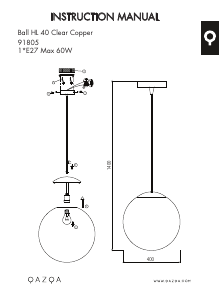Instrukcja Qazqa 91805 Ball 40 Lampa