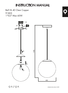 Manuale Qazqa 91805 Ball 40 Lampada