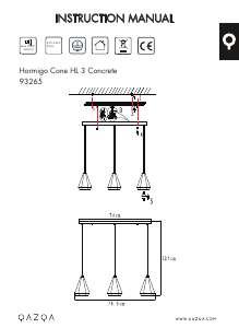 Instrukcja Qazqa 93265 Hormigo Cone 3 Lampa