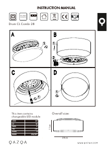 Manuale Qazqa 93957 Drum Combi Lampada