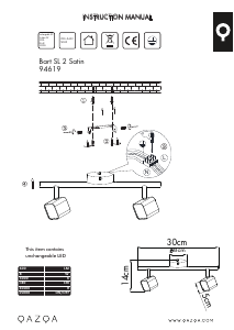 Bruksanvisning Qazqa 94619 Bart 2 Lampe