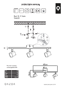 Instrukcja Qazqa 94620 Bart 3 Lampa