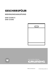 Bedienungsanleitung Grundig GNF 51040 Geschirrspüler