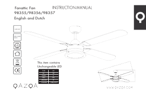 Manual Qazqa 98356 Fanattic Ceiling Fan
