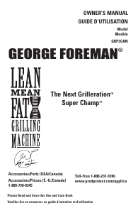 Handleiding George Foreman GRP3CAN Contactgrill