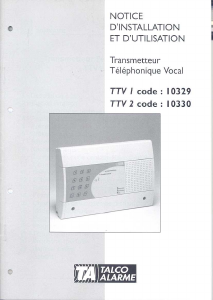 Mode d’emploi Talco Alarme TTV1 Interphone