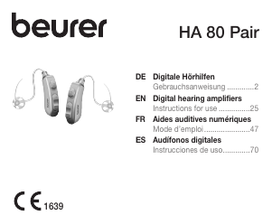 Manual Beurer HA 80 Pair Hearing Aid