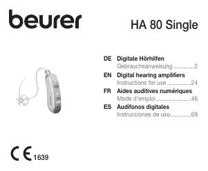 Manual Beurer HA 80 Single Hearing Aid