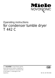 Bruksanvisning Miele T 442 C Torktumlare