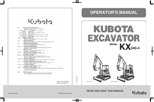 Bruksanvisning Kubota KX040-4 Grävmaskin