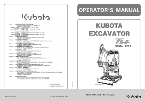 Manual Kubota U17-3 Excavator