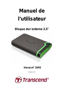 Mode d’emploi Transcend StoreJet 25M3 Disque dur