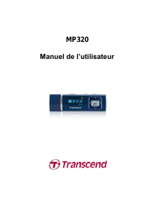 Mode d’emploi Transcend MP320 Lecteur Mp3