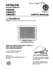 Mode d’emploi Hitachi CM802ET Moniteur