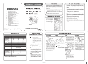 Manual Kubota RK95 Engine