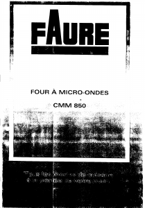 Mode d’emploi Faure CMM850 Micro-onde