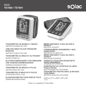 Bedienungsanleitung Solac TE7800 Blutdruckmessgerät
