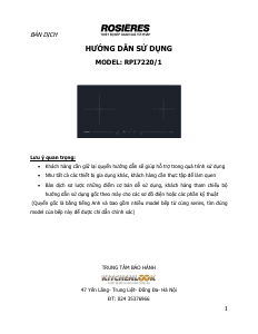Hướng dẫn sử dụng Rosières RPI7220/1 Tarô