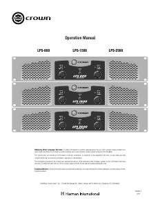 Mode d’emploi Crown LPS-2500 Amplificateur