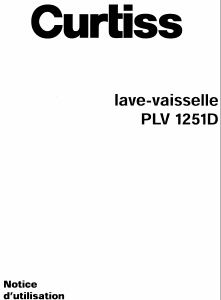 Mode d’emploi Curtiss PLV 1251D Lave-vaisselle