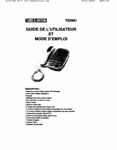 Mode d’emploi Curtis TID991 Téléphone