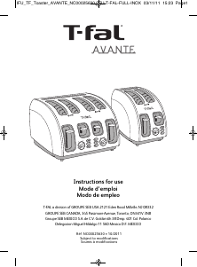 Mode d’emploi Tefal TT560E50 Avante Grille pain