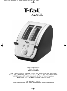 Manual de uso Tefal TT710150 Avante Tostador