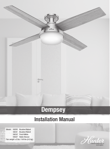 Manual Hunter 50283 Dempsey Ceiling Fan