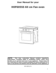 Bruksanvisning Homeking HOF605SS Ugn