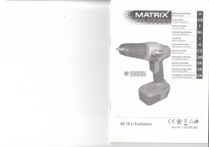 Mode d’emploi Matrix AK 18 Li Evolution Perceuse visseuse