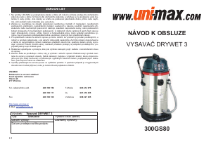 Manuál Uni-Max 300GS80 Vysavač