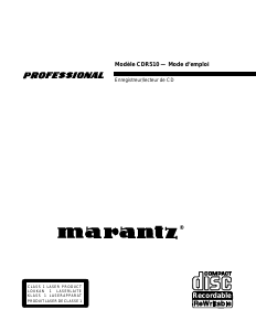 Mode d’emploi Marantz CDR510 Lecteur CD