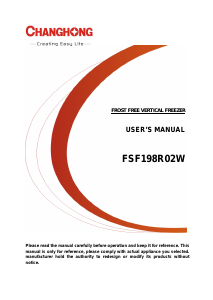 Handleiding Changhong FSF198R02W Vriezer