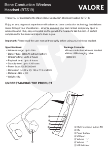 Handleiding Valore BTS19 Headset