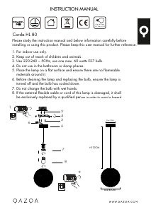 Bruksanvisning Qazqa 102223 Corda Lampa